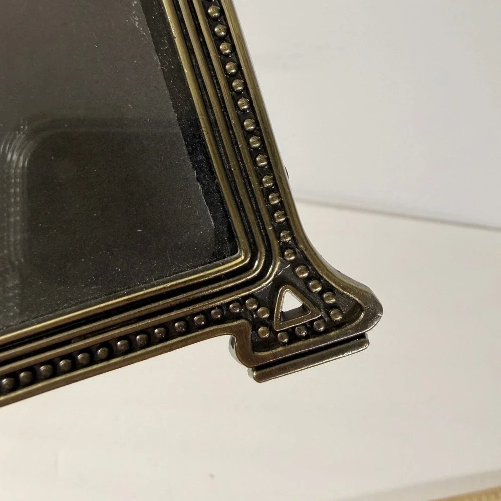 Vintage Art Nouveau Picture Frame Brass Tone Floral Magnolia Hollywood Regency